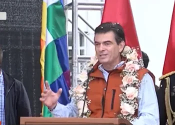 El presidente Rodrigo Paz inicia el pago del Bono PEPE. Foto: Captura Bolivia Tv.