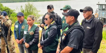 Los magistrados del Tribunal Agroambiental llegaron hasta el río Madre de Dios, en Pando. (Foto: Agroambiental)