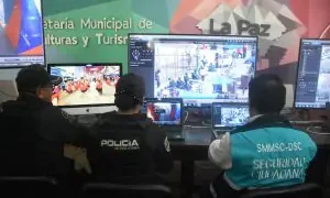 La Alcaldía de La Paz y la Policía instalaron un centro de monitoreo. FOTO: GAMLP