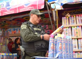 Funcionarios de la Secretaría Municipal de Seguridad Ciudadana realizan el control de la venta de espumas. FOTO: GAMEA