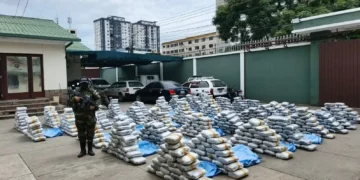 Los paquetes de marihuana hallados en una vivienda en Cochabamba.
Foto: FELCN
