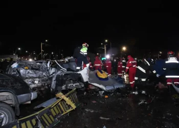 Bomberos realiza un rastrillaje tras el accidente aéreo.