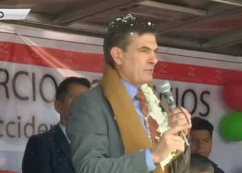 El presidente Rodrigo Paz Pereira en un acto en Oruro. Foto: Captura Btv.