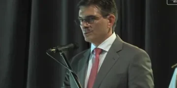 Paz Pereira en una cumbre económica en Tarija. Foto: Captura BTv.