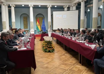La misión de la Unión Europea en la Cancillería. Foto: UE en Bolivia.