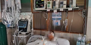 El cadete de la Anapol en una unidad de terapia intensiva. FOTO: RRSS