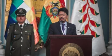 El canciller Fernando Aramayo participa del acto de Rendición Pública de Cuentas final 2025. (Foto: Cancillería)