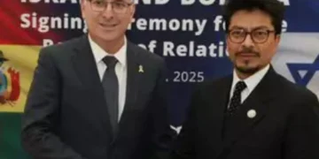 Los cancilleres de Israel y Bolivia, Gideon Sa’ar y Fernando Aramayo, respectivamente. (Foto: Gideon Sa’ar)