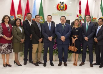 El presidente del TSJ, Romer Saucedo, y el fiscal general del Estado, Roger Mariaca. (Foto: TSJ)