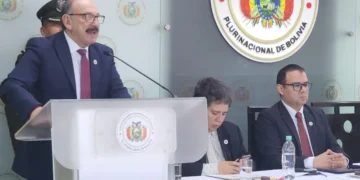 El procurador general del Estado, Hugo León La Faye, participa de la Rendición Pública de Cuentas 2025. (Foto: Procuraduría)