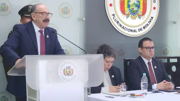 El procurador general del Estado, Hugo León La Faye, participa de la Rendición Pública de Cuentas 2025. (Foto: Procuraduría)