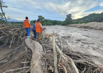 Desborde del río Grande (Guapay) en la comunidad de Abapó. (Foto: Defensa Civil)