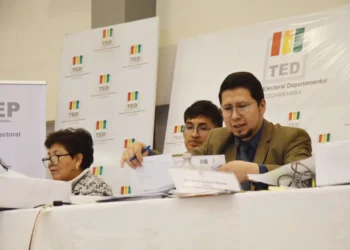 Vocales del TED Cochabamba realizan el cómputo oficial. (Foto: TED Cochabamba)