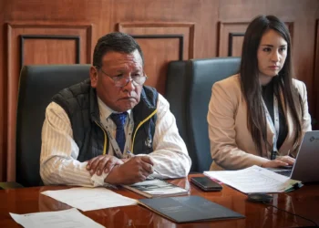 El viceministro de Gestión Consular e Institucional, Héctor Francisco Huanca, participa de la reunión con Ecuador.  (Foto: Cancillería)