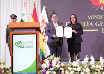 El fiscal general del Estado, Roger Mariaca, participa de la Rendición de Cuentas Publica inicial. (Foto: Fiscalía)