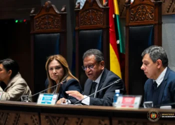 El ministro Marco Antonio Oviedo participa de la Petición de Informe Oral en el Senado. (Foto: Ministerio de Gobierno)