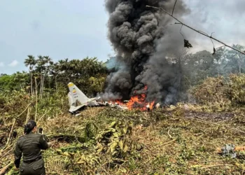El avión militar cayó poco después de despegar/AFP