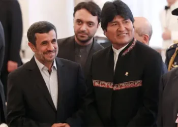 Evo Morales junto a Ahmadinejad en su última visita a Bolivia de 2012