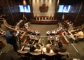 la sesión de Senadores con el informe oral de Medinaceli. Foto: APG