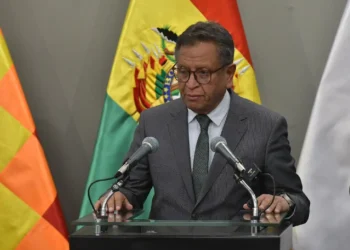 El ministro de Gobierno, Marco Antonio Oviedo, brinda una conferencia de prensa (Foto: APG)