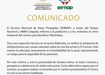 El comunicado del Sernap.