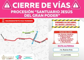 Cerres de vías en Max Paredes.
Foto GAMLP
