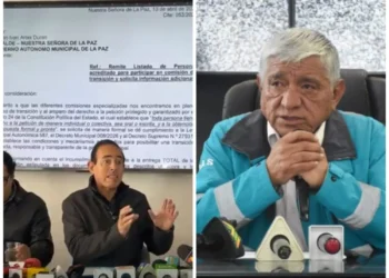 Elalcalde electo de La Paz, César Docweiler, y el alcalde Iván Arias. FOTO: GAMLP/César Dockweiler