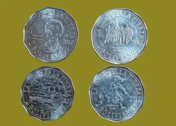 Monedas conmemorativas alusivas a la reivindicación marítima. Foto: Composición La Razón