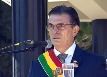 El presidente, Rodrigo Paz, en el acto del Colegio Militar