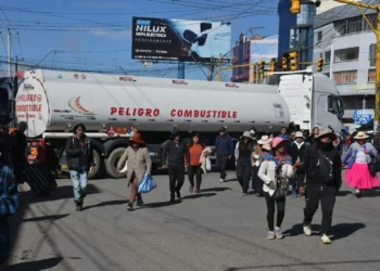 Bloqueo en la ciudad de El Alto. Foto: APG