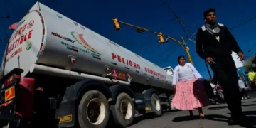 Bloqueo del transprote pesado en la ciudad de El Alto. Foto: APG
