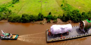 La Hidrovía, un sistema fluvial aue permite permite a cinco países los países ocupar sus aguas navegables para el transporte naviero. Foto: Mercosur Economic