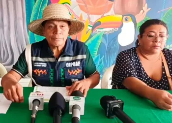 Representantes de los pueblos del norte amazónico en conferencia de prensa. FOTO: RRSS