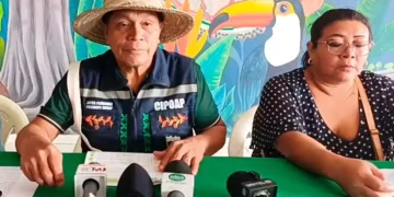 Representantes de los pueblos del norte amazónico en conferencia de prensa. FOTO: RRSS