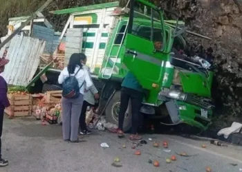 El camión terminó a un costado del camino/RRSS