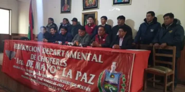 Dirigentes del transporte de La Paz y El Alto. Foto: NVP Viacha Noticias