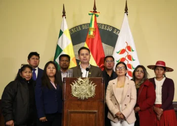 El vicepresidente Edmand Lara y su bancada. Foto: Vicepresidencia