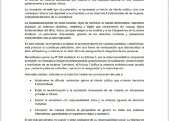 Pronunciamiento de colectivos de mujeres ante violencia mediática contra una diputada.