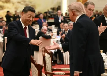 Xi y Trump se dan la mano en la cena de gala en Pekín/AFP