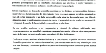 Carta enviada al dirigente de la Federación.