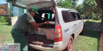Personal del Sernap interviene la caza ilegal de un ciervo en el Parque Otuquis. FOTO: Sernap