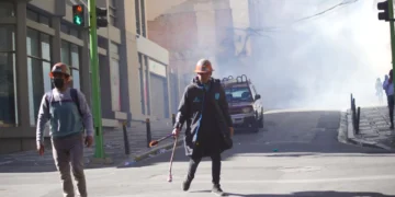 Enfrentamientos entre mineros y Policía. Foto: APG