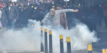 Enfrentamientos en el centro de La Paz. Foto: APG