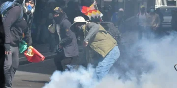 Conflictos en el centro de la sede de Gobierno. Foto: APG