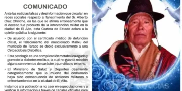 El Ministerio de Salud desmiente deceso de un hombre durante el desbloqueo en El Alto. FOTO: RRSS