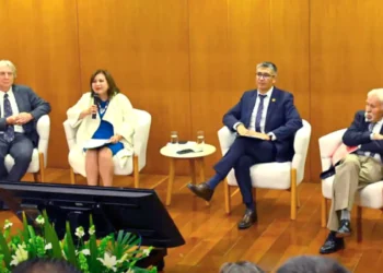 la participación del ministro Espinoza en el foro de la CAF. Foto: Ministerio de Economía