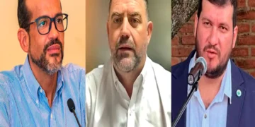 (De izq. a der.) Camacho, Frerking y Cochamanidis. Foto: Producción La Razón