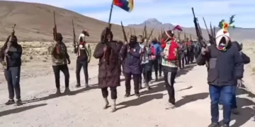 El grupo exhibe armas largas y escopetas/Captura de pantalla