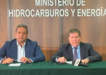 La conferencia de prensa conjunta de Hidrocarburos y YPFB. Foto: Captura de video