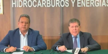 La conferencia de prensa conjunta de Hidrocarburos y YPFB. Foto: Captura de video